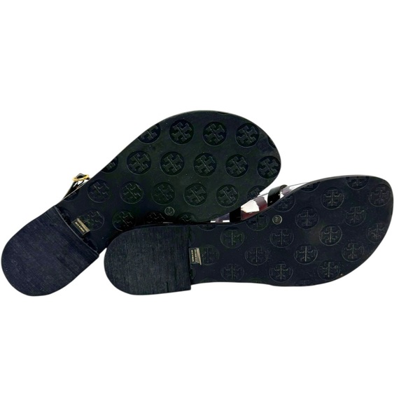 Tory Burch Alexis Women’s Patent Black & Gold Sandals Size-7 EUC - Picture 8 of 11